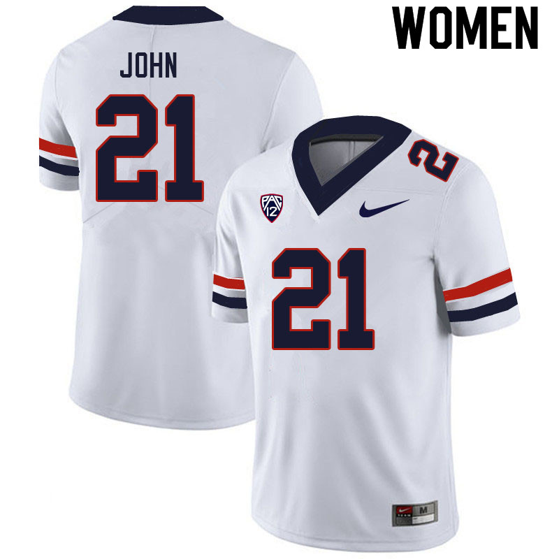 Women #21 Jalen John Arizona Wildcats College Football Jerseys Sale-White - Click Image to Close
